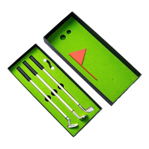 Golfoy Basics Mini Desktop Golf Club Pen Gift Set, 3 Golf Clubs Pens with Balls and Flag, Golf Gift Accessory - Image 1