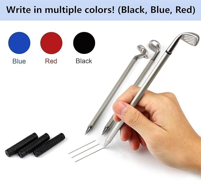 Golfoy Basics Mini Desktop Golf Club Pen Gift Set, 3 Golf Clubs Pens with Balls and Flag, Golf Gift Accessory - Image 4