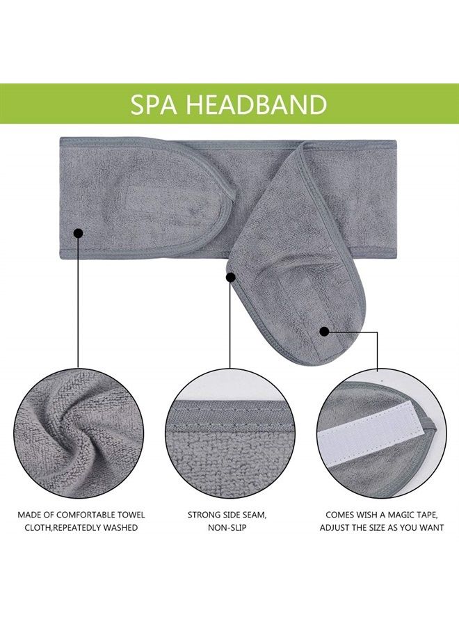 Sinland رباط رأس سبا للنساء 3 قطع ناعم للغاية قابل للتعديل مع شريط سحري، غلاف رأس من قماش تيري لغسل الوجه، الحمام، الدش، قناع الوجه، اليوغا - Image 5