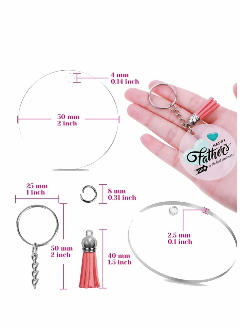 KASTWAVE 120Pcs Key Ring Acrylic Blanks Keychain Tassels Set  - Image 4