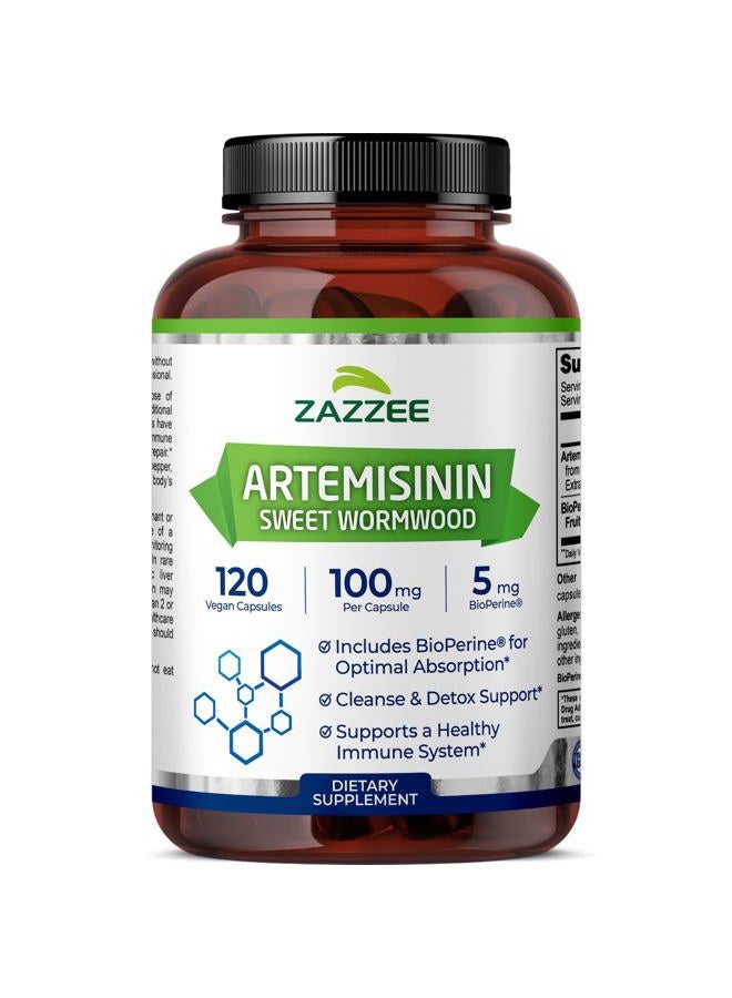 Zazzee أرتيميسينين من ناتورالز، 100 ملغ لكل كبسولة، 120 كبسولة نباتية، بالإضافة إلى 5 ملغ من بايوبيرين - Image 1