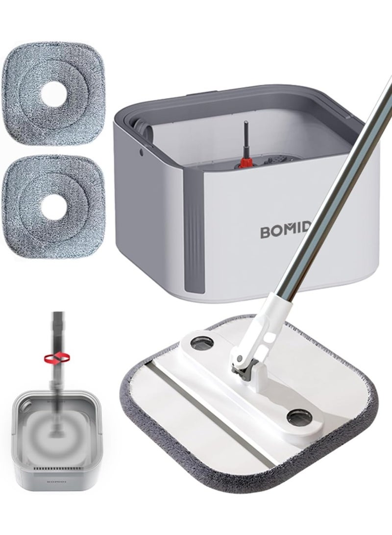 BOMIDI Spin Mop Bucket Set, 360 Degree Spinning Mop with Self Separation Dirty and Clean Water System, Easy Wring Floor Mop with Detachable Mop Heads for Floor Cleaning on Home Kitchen - Image 1