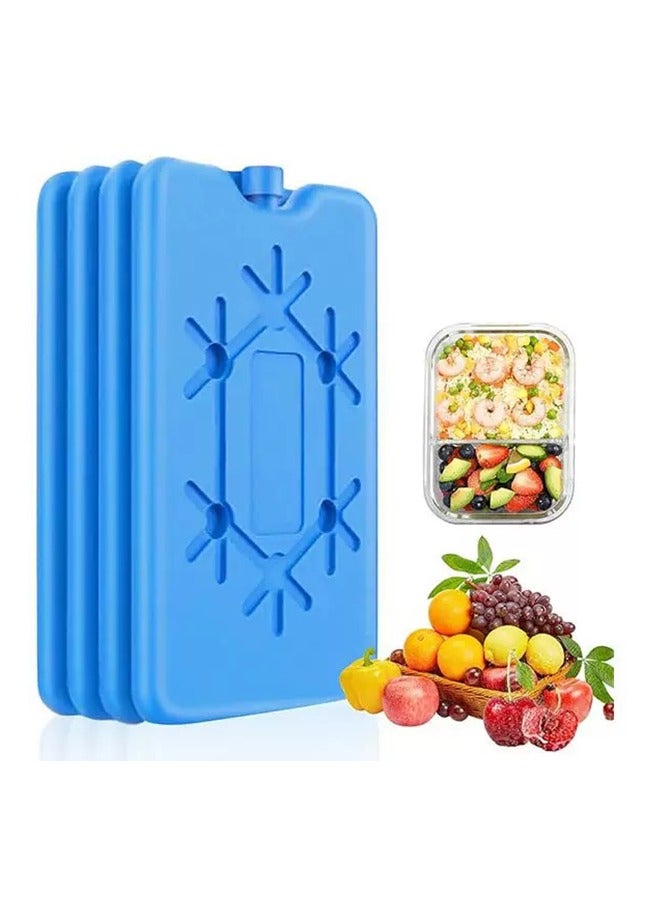 4 قطع من أكياس الثلج لصندوق الغداء، أكياس المجمد فائقة الرقة القابلة لإعادة الاستخدام، مدة طويلة للمبردات، كيس بارد للعمل، نزهة. الحفاظ على الطعام طازج، تصميم خفيف الوزن لسهولة حمل الأزرق - Image 1