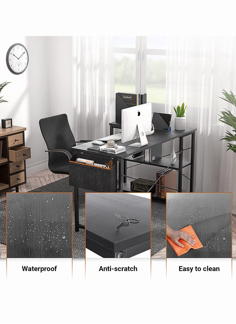 Chulovs - L Shaped Computer Desk With Reversible Storage Shelves For Home Office Workstation, Modern Simple Style Writing Desk Table With Storage Bag 120X83X74 Cm - Image 1