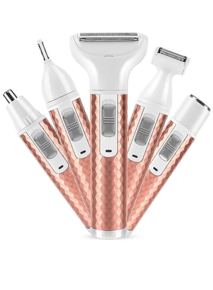 USB rechargeable 5 in 1 Electric Razor for Women,Electric Shaver for Women,Portable Bikini Trimmer Rechargeable Painless Hair Removal Tool Razors for Women for Legs, Underarms, Armpit, Face - Image 3