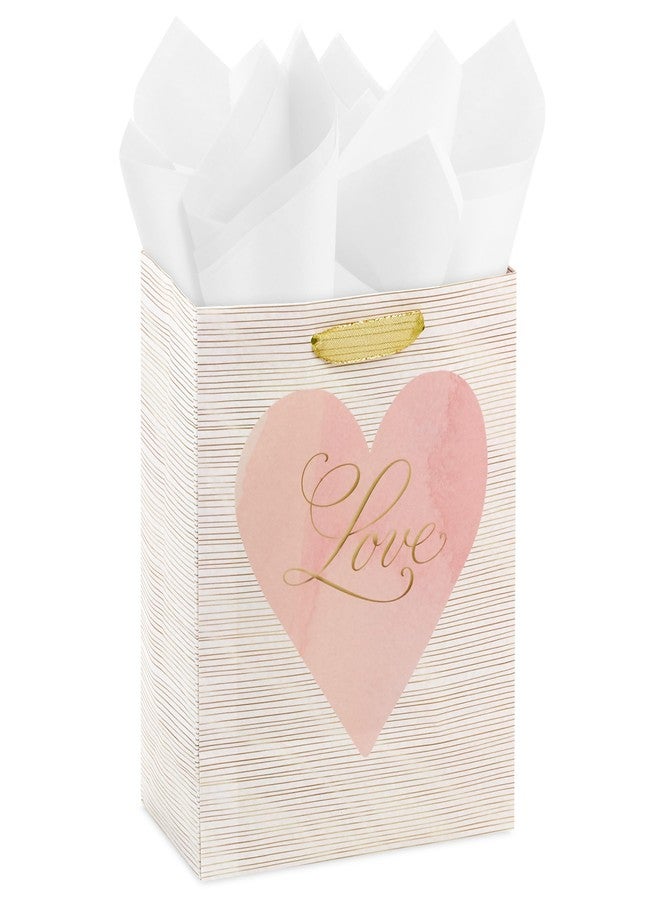 Hallmark 9" Medium Gift Bag with Tissue Paper (Love Pink and Gold Heart) for Valentine's Day, Weddings, Engagements, Bridal Showers - Image 4