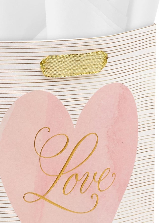 Hallmark 9" Medium Gift Bag with Tissue Paper (Love Pink and Gold Heart) for Valentine's Day, Weddings, Engagements, Bridal Showers - Image 5