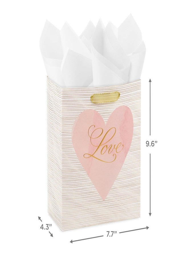Hallmark 9" Medium Gift Bag with Tissue Paper (Love Pink and Gold Heart) for Valentine's Day, Weddings, Engagements, Bridal Showers - Image 3