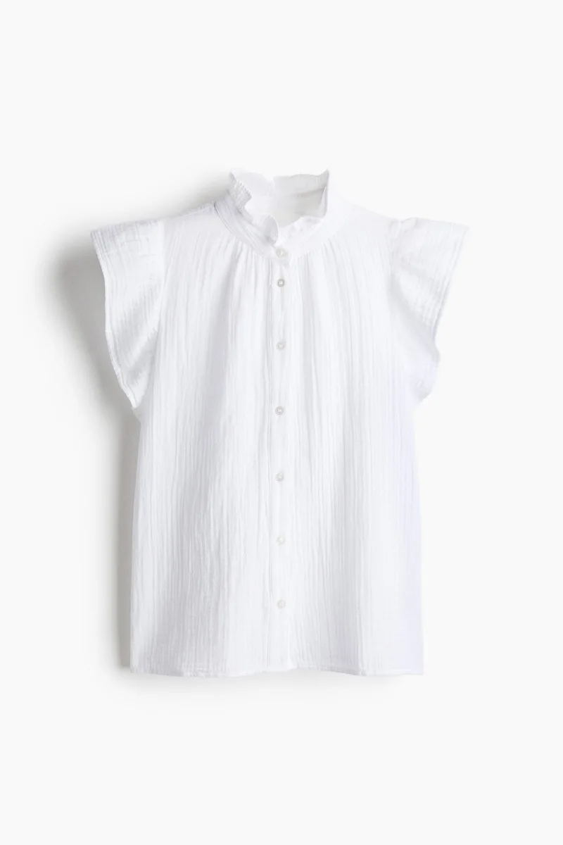 اتش اند ام Flutter-sleeved muslin blouse