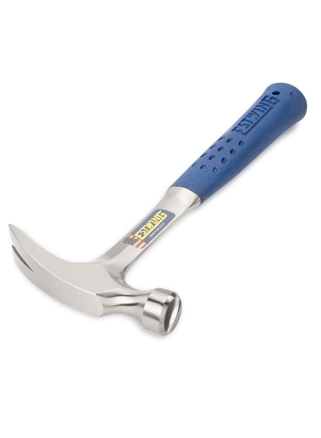 Estwing E3/12S Hammer - 12 oz Straight Rip Claw with Smooth Face & Shock Reduction Grip - E3-12S Silver - Image 2
