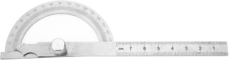 منقلة قونيومتر من الفولاذ المقاوم للصدأ 0-180 درجة مقياس زوايا مع صامولة قفل مسطرة 15 سم مقاس 80-120 مم - Image 4