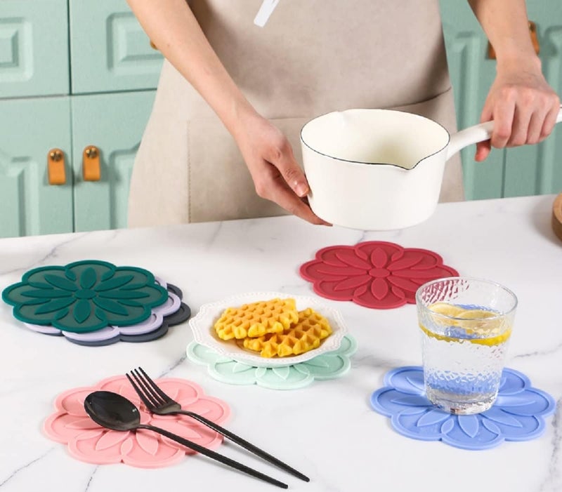 P Plus Fire Kitchen Hot Pads for Pots/Hot Dish Cute Flower Coasters for Drinks (Pink, Set of 2) - Image 5