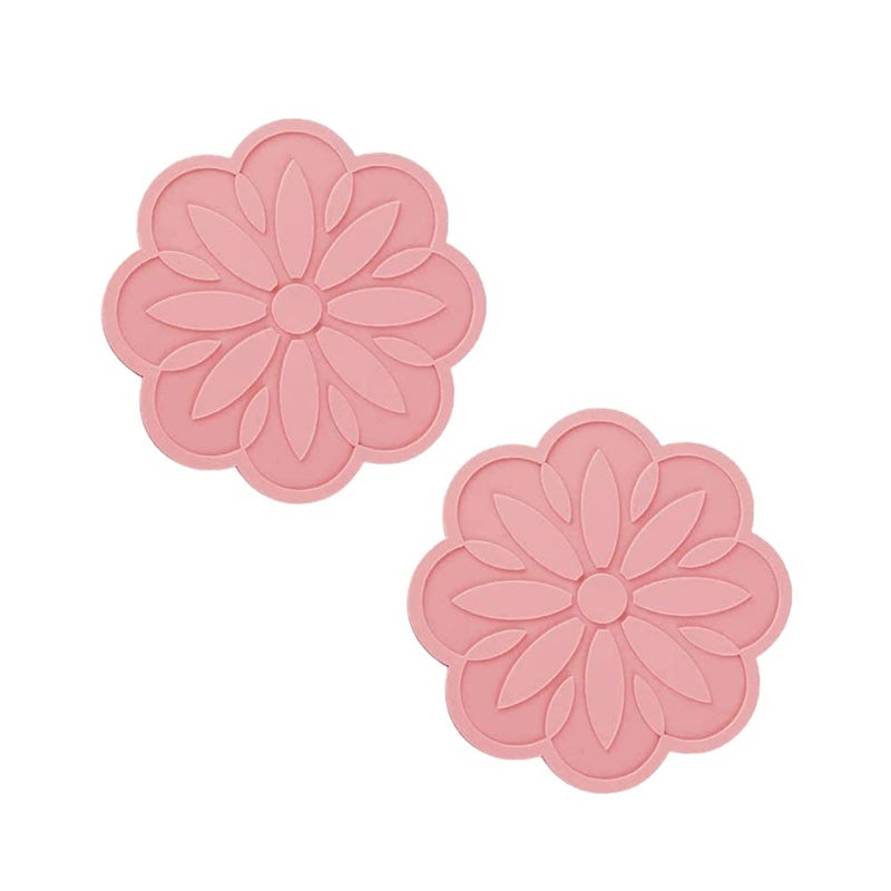 P Plus Fire Kitchen Hot Pads for Pots/Hot Dish Cute Flower Coasters for Drinks (Pink, Set of 2) - Image 1