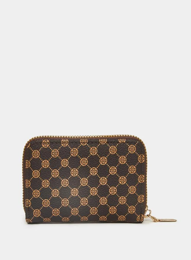 Styli Textured Print Wallet with Zip Closure