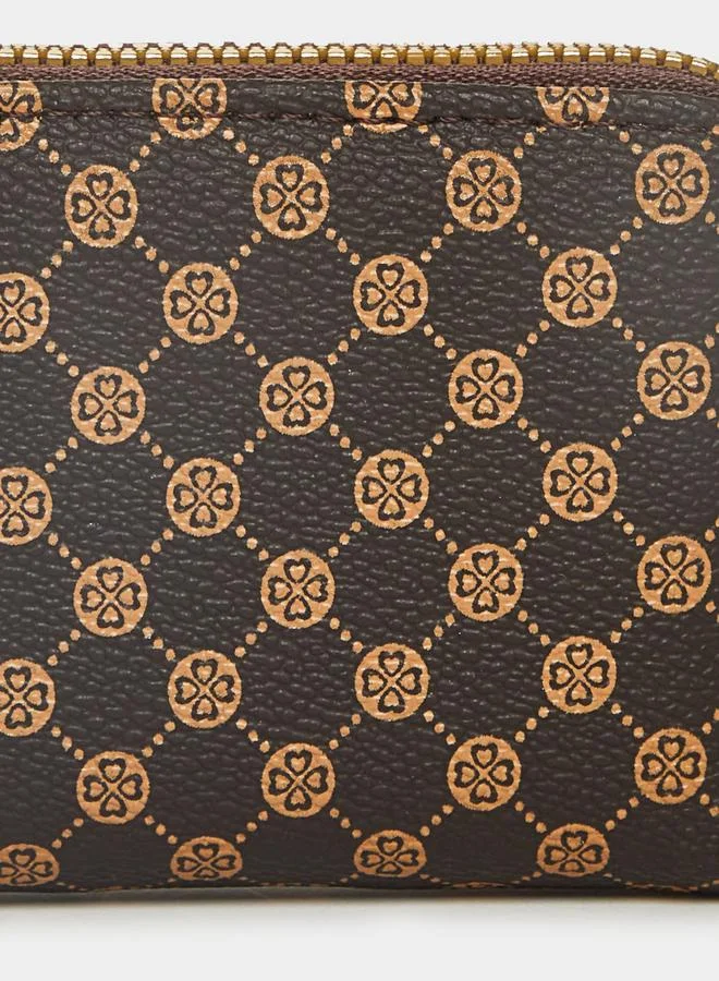 Styli Textured Print Wallet with Zip Closure
