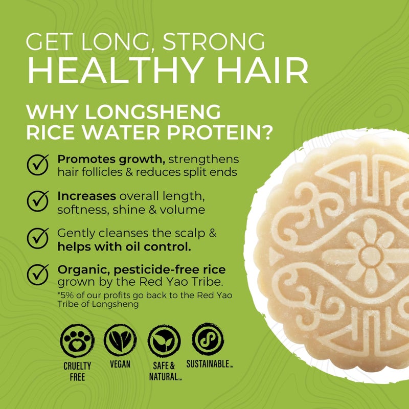 Viori Hidden Waterfall Shampoo and Conditioner Bar Set and Bamboo Holder - Made with Rice Water for Hair Growth - Handcrafted Sulfate Free Shampoo and Conditioner - Image 2