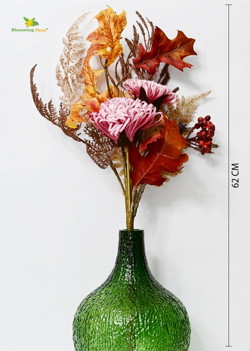 Blooming Floret Artificial Flower Bunch/Lifelike Faux Flowers with Leaves, 62cm for Home Decor/Office Decor/Party Decor/Gifting | Tall Ornamental Stems | Durable (Pink) - Image 2