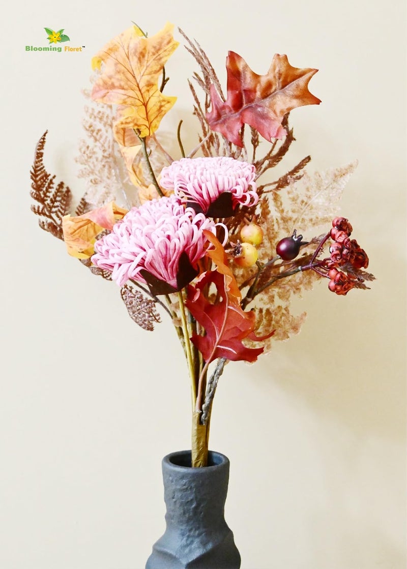 Blooming Floret Artificial Flower Bunch/Lifelike Faux Flowers with Leaves, 62cm for Home Decor/Office Decor/Party Decor/Gifting | Tall Ornamental Stems | Durable (Pink) - Image 5