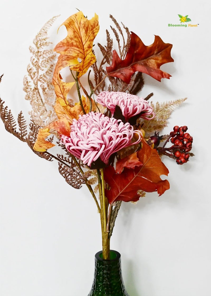 Blooming Floret Artificial Flower Bunch/Lifelike Faux Flowers with Leaves, 62cm for Home Decor/Office Decor/Party Decor/Gifting | Tall Ornamental Stems | Durable (Pink) - Image 3
