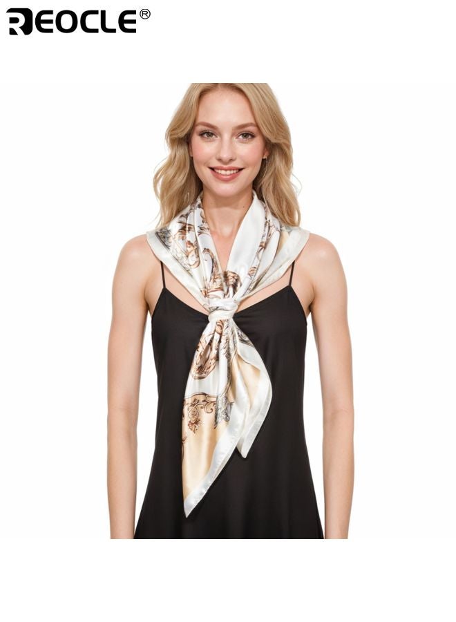 ريوكل ون شيل سيلك ستايل سكارف بتصميم مطبوع على شكل مربع يستخدم كرباط رأس متعدد الاستخدامات مع ميزة إكسسوار للشعر للاستخدام في الأزياء - Image 3