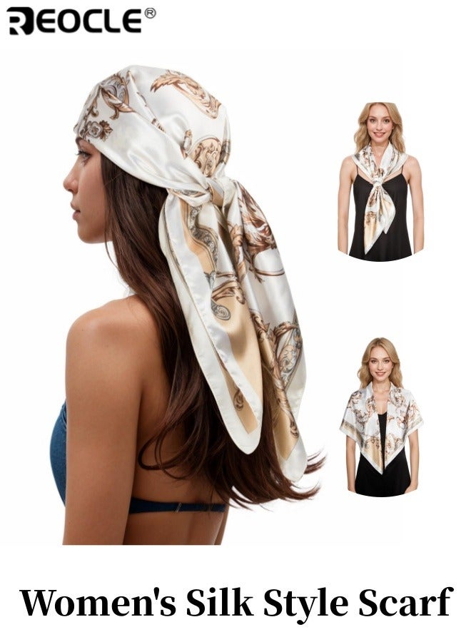 ريوكل ون شيل سيلك ستايل سكارف بتصميم مطبوع على شكل مربع يستخدم كرباط رأس متعدد الاستخدامات مع ميزة إكسسوار للشعر للاستخدام في الأزياء - Image 1