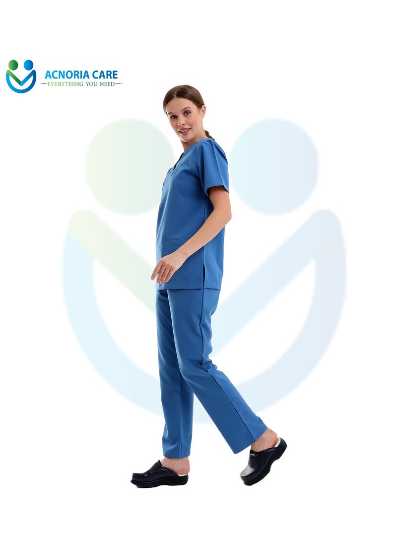 ACNORIA CARE Women's Medical Scrubs Consisting Of Two Pieces Blouse And Pants 25% Viscose 75% Polyester Blue Color - Size XL - From Acnoria Care - Image 3
