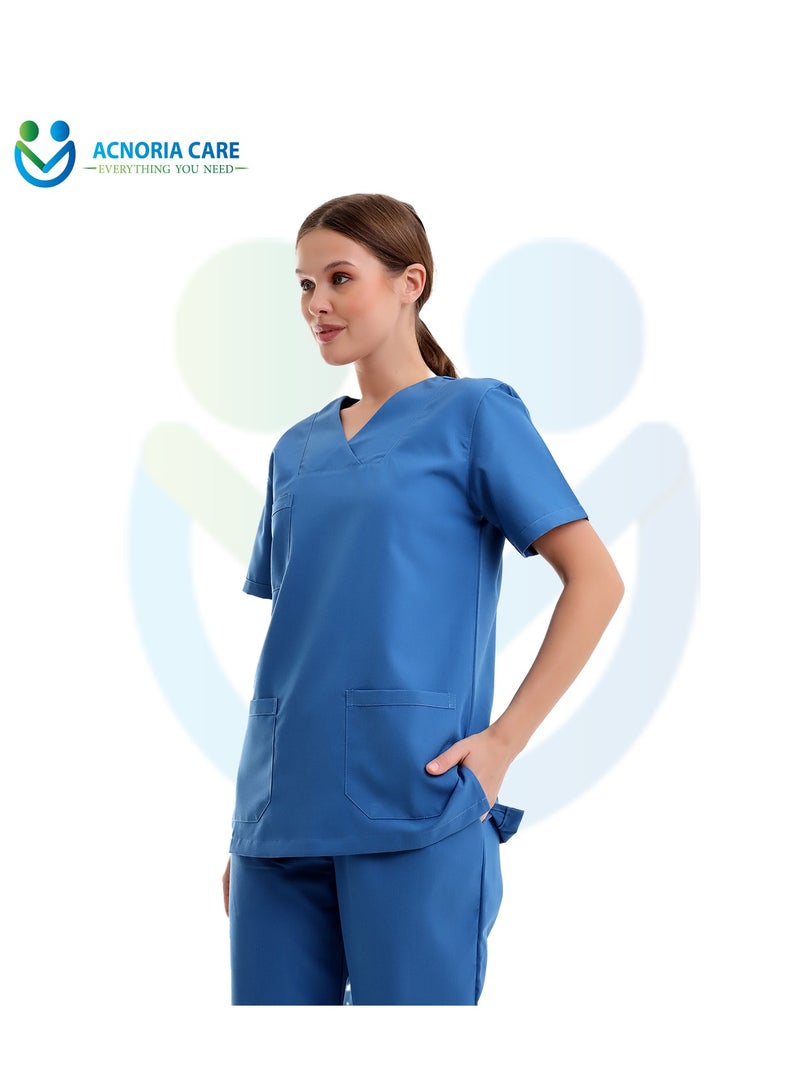 ACNORIA CARE Women's Medical Scrubs Consisting Of Two Pieces Blouse And Pants 25% Viscose 75% Polyester Blue Color - Size XL - From Acnoria Care - Image 5