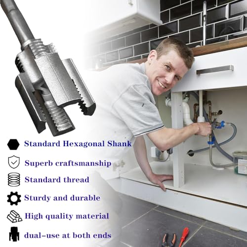 Antianxia Electric Drill Compatible PVC Pipe Threader Kit, Water Pipe Thread Cutting Tool, Internal and External Plastic Pipe Threader Kit (1 caliber) - Image 5