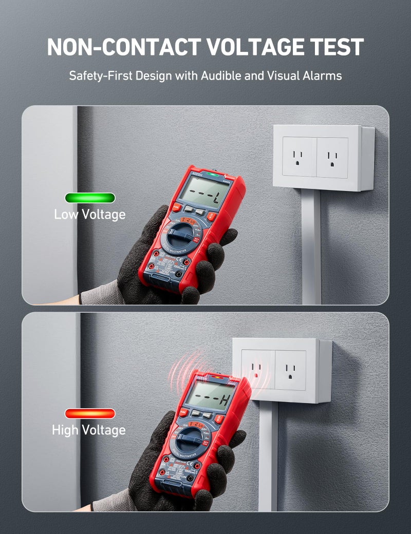 AstroAI Digital Multimeter, TRMS 6000 Counts Auto-Ranging Voltage Tester Voltmeter Measuring AC/DC Voltage Current, Capacitance Resistance Frequency Temperature Continuity Diodes with NCV - Image 5