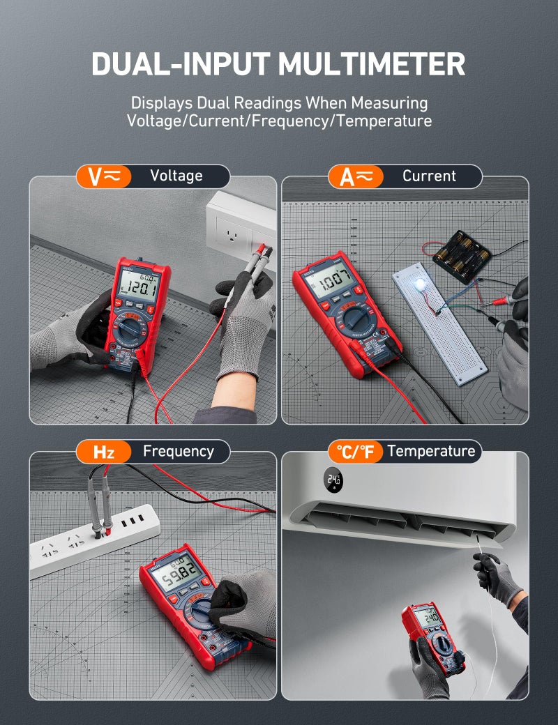 AstroAI Digital Multimeter, TRMS 6000 Counts Auto-Ranging Voltage Tester Voltmeter Measuring AC/DC Voltage Current, Capacitance Resistance Frequency Temperature Continuity Diodes with NCV - Image 3