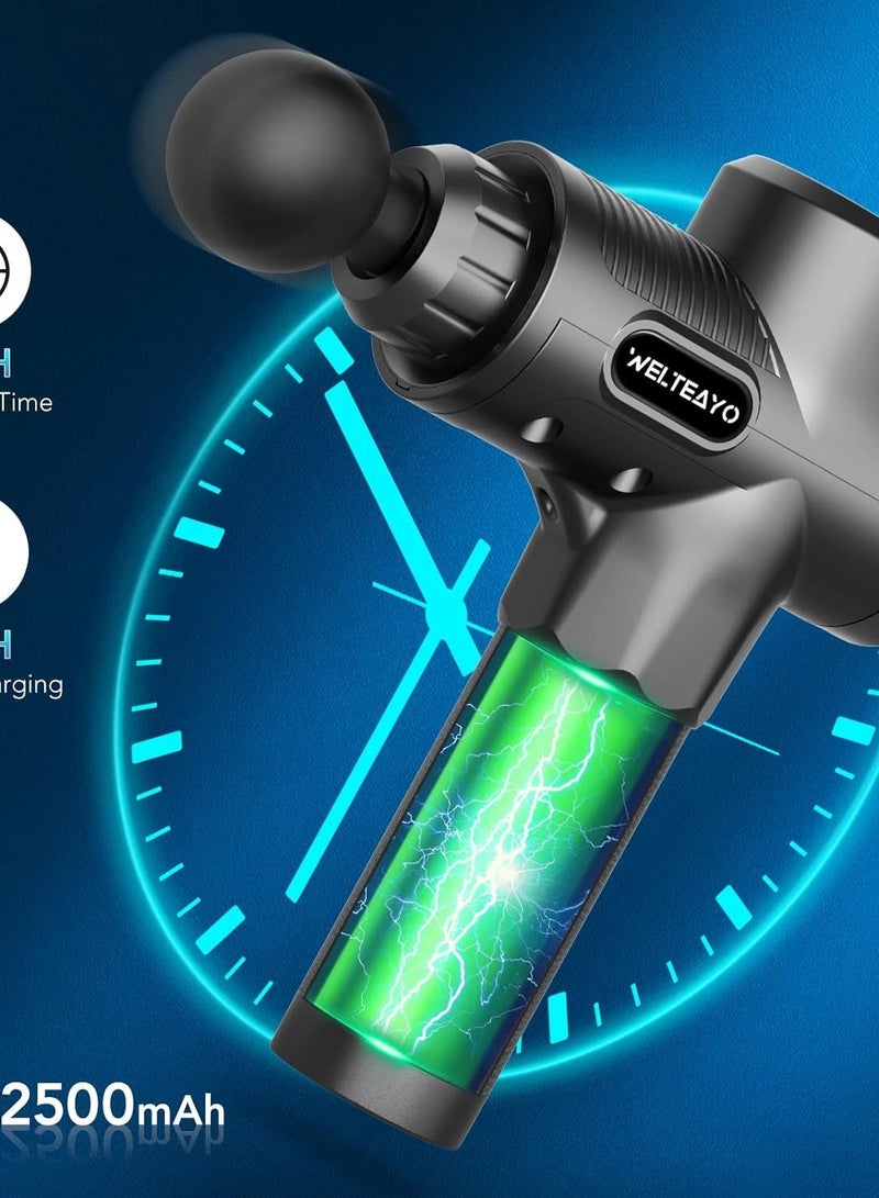 مسدس تدليك العضلات ، جهاز محمول باليد لتخفيف والانسجة العميقة شخصي للتمرين وتخفيف الالم (30 سرعة - 6 رؤوس) أسود. من دبليو اي ال تي واي او - Image 4