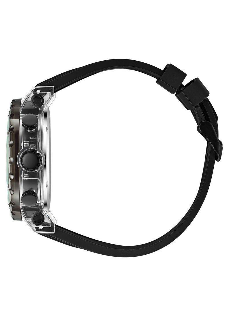 Clasico Obsidian Drive Men’s Luxury Chronograph Watch | 45mm Black Dial | Elite PE903 Movement | Black Silicone Strap | 3ATM Water Resistant Luxury Watch - Image 4