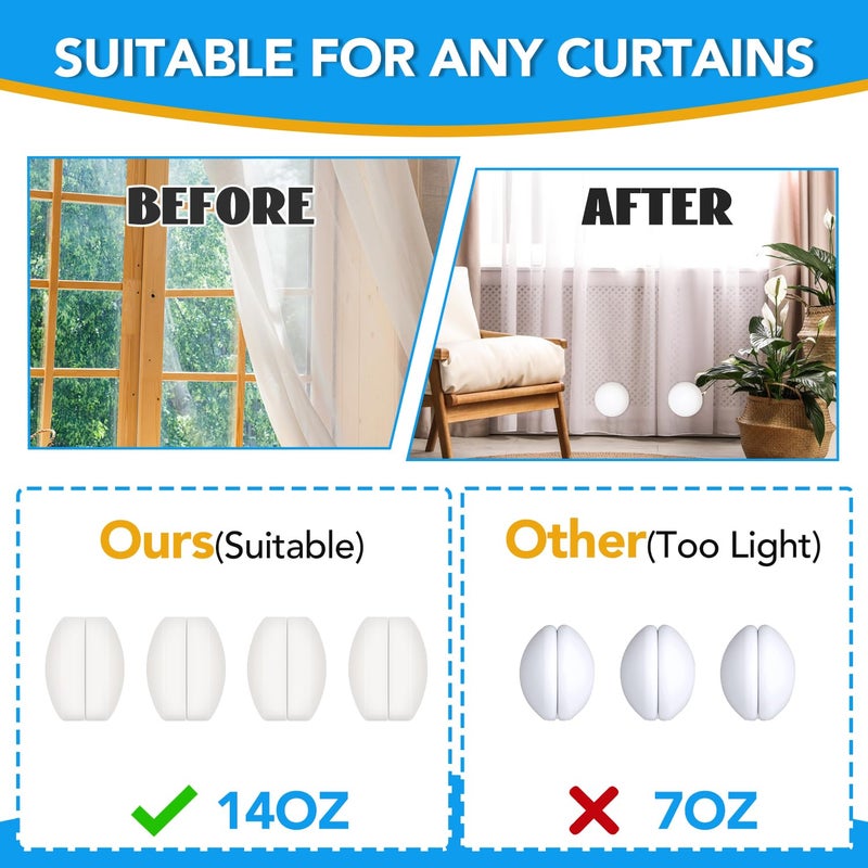 YixangDD 8 Pcs Shower Curtain Weights, Silicone Wrapped Heavy Duty Shower Curtain Magnets, Curtain Weights Heavy Outdoor, Prevent Curtain Liner from Blowing Around, Work for Drapery, Flag, Tablecloth(4 Pairs) - Image 5