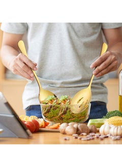 LIANYU 8 Piece Large Gold Serving Spoons Gold Slotted Serving Spoons 9.8Inch Stainless Steel Serving Utensils For Party Buffet Restaurant Banquet Dinner Catering Dishwasher Safe  - Image 3