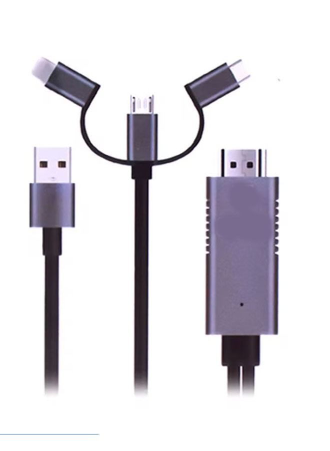 TIGER 3 In 1 Stretchable ChargIng And Sync Cable For laptop 2 meter Black