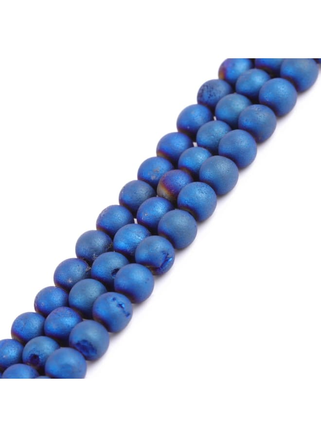 6mm Blue Druzy Drusy Metallic Coated Agate Round Gemstone Semi Precious Loose Beads for Jewellery Making 15'' - Image 4