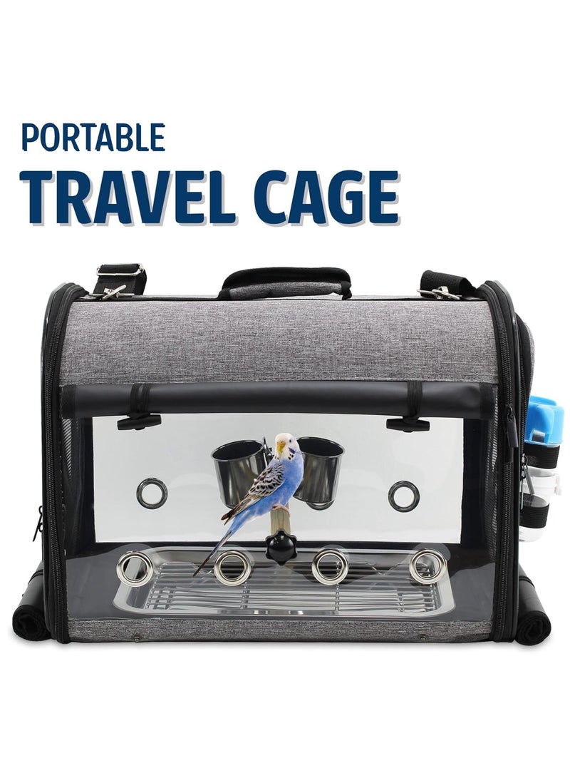 Bird Travel Strap Portable Cage Premium Small Pet Bag Carrier, Removable and Foldable, Suitable for Budgerigars, Canaries, Canaries (Grey) - Image 2