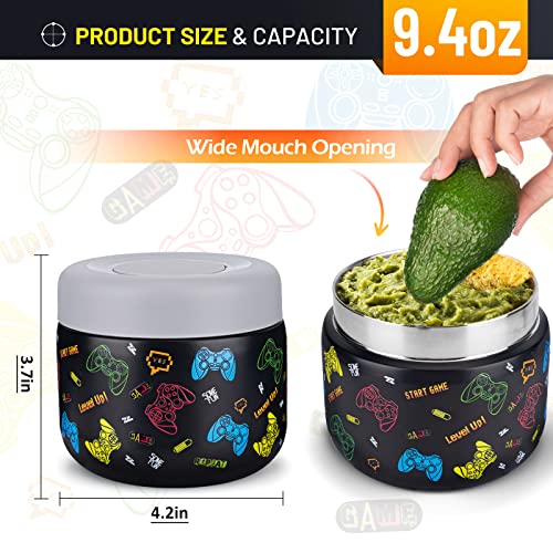 Charcy 9oz Kids Stainless Steel Insulated Food Jar, Wide Mouth Leak-Proof Soup Thermo, Container Set for 8h Hot and 6h Cold - Black Handle - Image 3