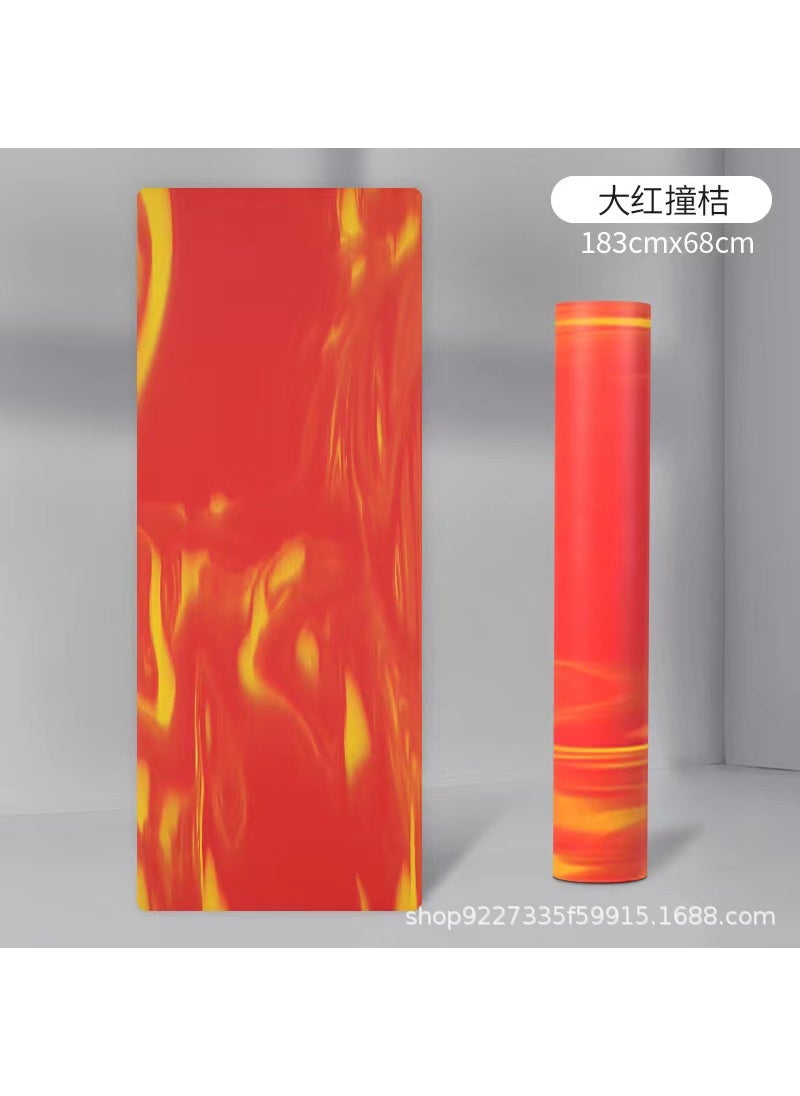 Generic - [Small wholesale] 4mm contrast color gradient PU yoga mat non-slip sweat-absorbent natural rubber fitness mat thickenedBig Red hit Orange Big Red hit Orange - Image 1