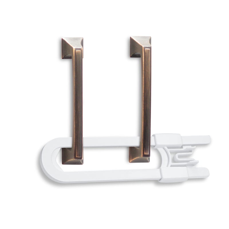 Vmaisi Baby Sliding Cabinet Locks - 4 Pack Adjustable U Shaped Child Safety Locks,Childproof Latches for Kitchen Bathroom Storage Cupboards Doors, Handles and Knobs White (4) - Image 3