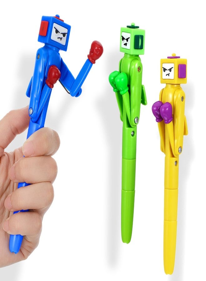 Wanmu 3 Pcs Boxing Robot Pen, Cool Funny Ballpoint Pens with Punching Arm and Crisp Button Sound, Novelty Pen Boxing Gifts for Christmas Birthday School Office Smooth Writing, Black Ink - Image 1