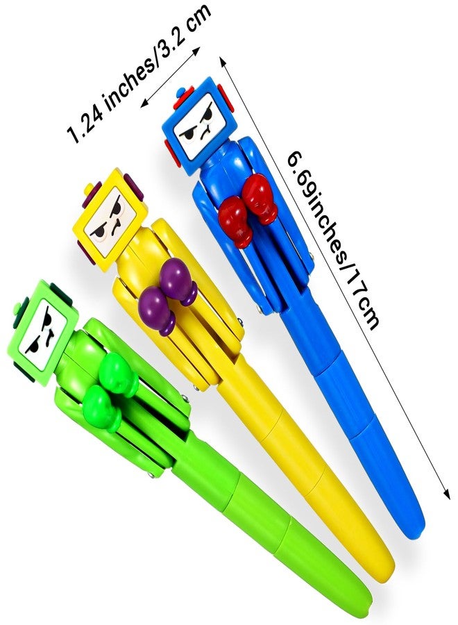 Wanmu 3 Pcs Boxing Robot Pen, Cool Funny Ballpoint Pens with Punching Arm and Crisp Button Sound, Novelty Pen Boxing Gifts for Christmas Birthday School Office Smooth Writing, Black Ink - Image 2