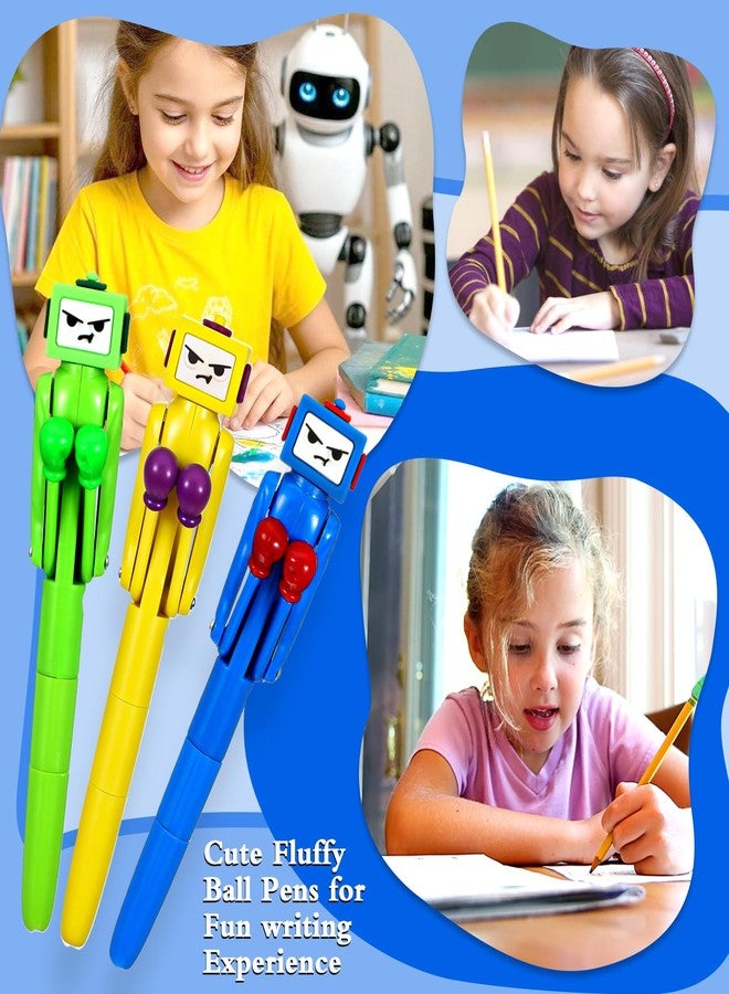 Wanmu 3 Pcs Boxing Robot Pen, Cool Funny Ballpoint Pens with Punching Arm and Crisp Button Sound, Novelty Pen Boxing Gifts for Christmas Birthday School Office Smooth Writing, Black Ink - Image 5