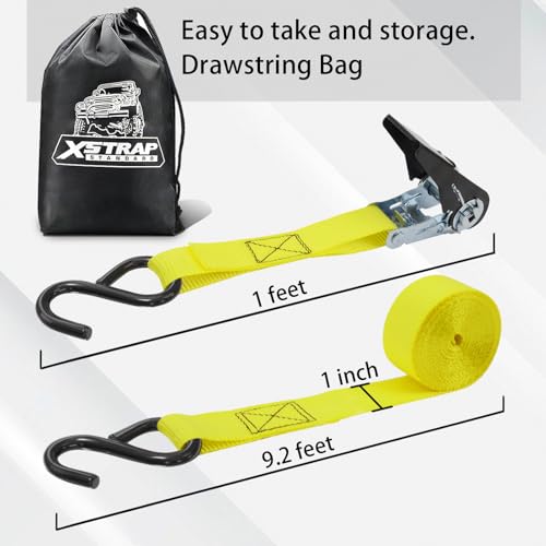 XSTRAP STANDARD Ratchet Tie Down Straps - 8PK - 1'' x 10 ft - 900 LB Break Strength Cargo Straps for Moving Appliances, Lawn Equipment, Motorcycle Yellow - Image 2