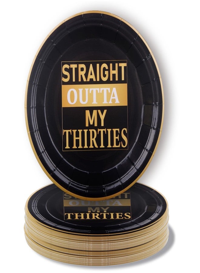 Pandecor 50 Pieces Straight Outta My Thirties Disposable Paper Plates,7 inches Cake Dessert Plates for Men and Women's Funny 40th Birthday Party Decorations (plates) - Image 1