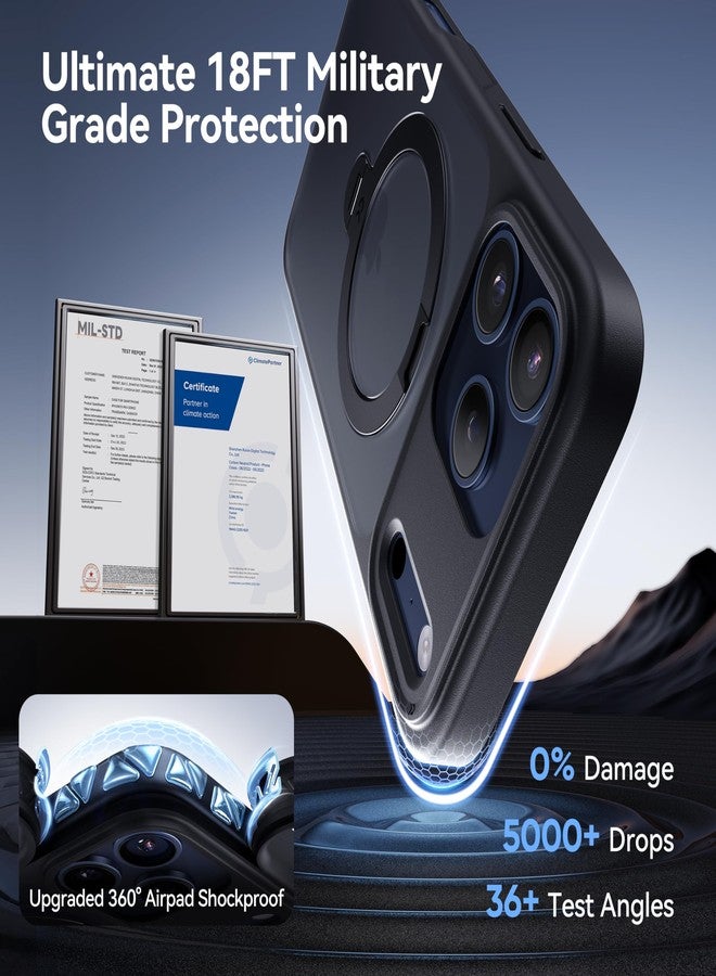 جراب CASEKOO أسود لهاتف iPhone 17 Pro Max مع حامل مغناطيسي دوار 360 درجة [حماية للكاميرا] [حماية عسكرية من ارتفاع 18 قدمًا] [متوافق مع MagSafe] جراب رفيع غير لامع بحلقة تثبيت لهاتف iPhone 17 Pro Max مقاس 6.9 بوصة - Image 5