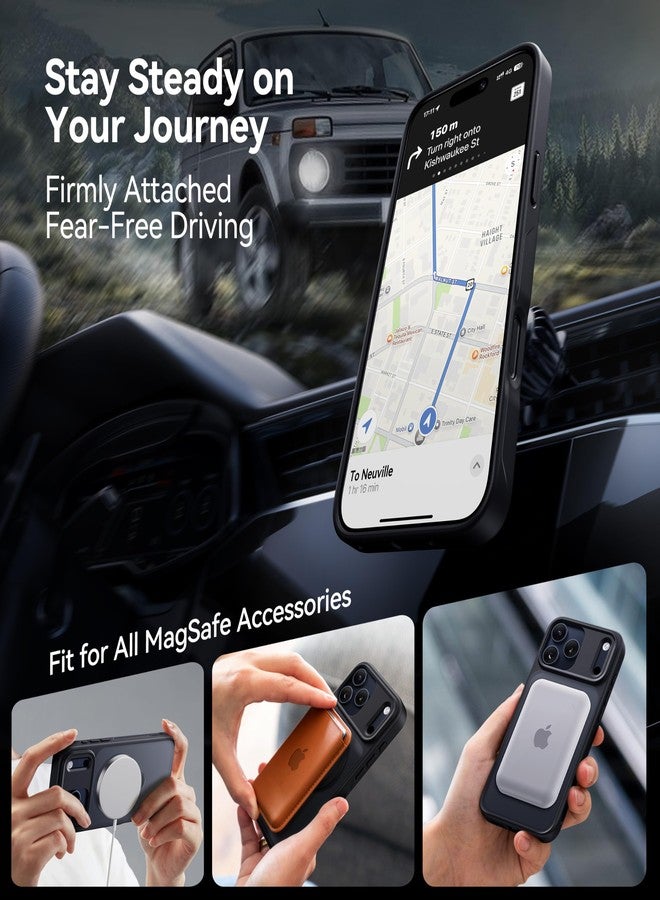 جراب CASEKOO أسود لهاتف iPhone 17 Pro Max مع حامل مغناطيسي دوار 360 درجة [حماية للكاميرا] [حماية عسكرية من ارتفاع 18 قدمًا] [متوافق مع MagSafe] جراب رفيع غير لامع بحلقة تثبيت لهاتف iPhone 17 Pro Max مقاس 6.9 بوصة - Image 4