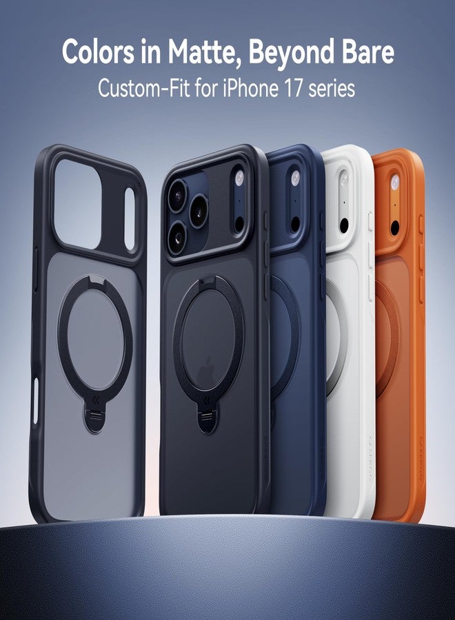 جراب CASEKOO أسود لهاتف iPhone 17 Pro Max مع حامل مغناطيسي دوار 360 درجة [حماية للكاميرا] [حماية عسكرية من ارتفاع 18 قدمًا] [متوافق مع MagSafe] جراب رفيع غير لامع بحلقة تثبيت لهاتف iPhone 17 Pro Max مقاس 6.9 بوصة - Image 2
