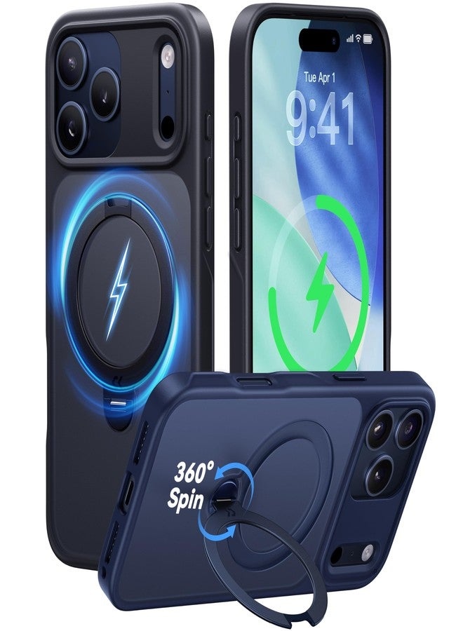 جراب CASEKOO أسود لهاتف iPhone 17 Pro Max مع حامل مغناطيسي دوار 360 درجة [حماية للكاميرا] [حماية عسكرية من ارتفاع 18 قدمًا] [متوافق مع MagSafe] جراب رفيع غير لامع بحلقة تثبيت لهاتف iPhone 17 Pro Max مقاس 6.9 بوصة - Image 1
