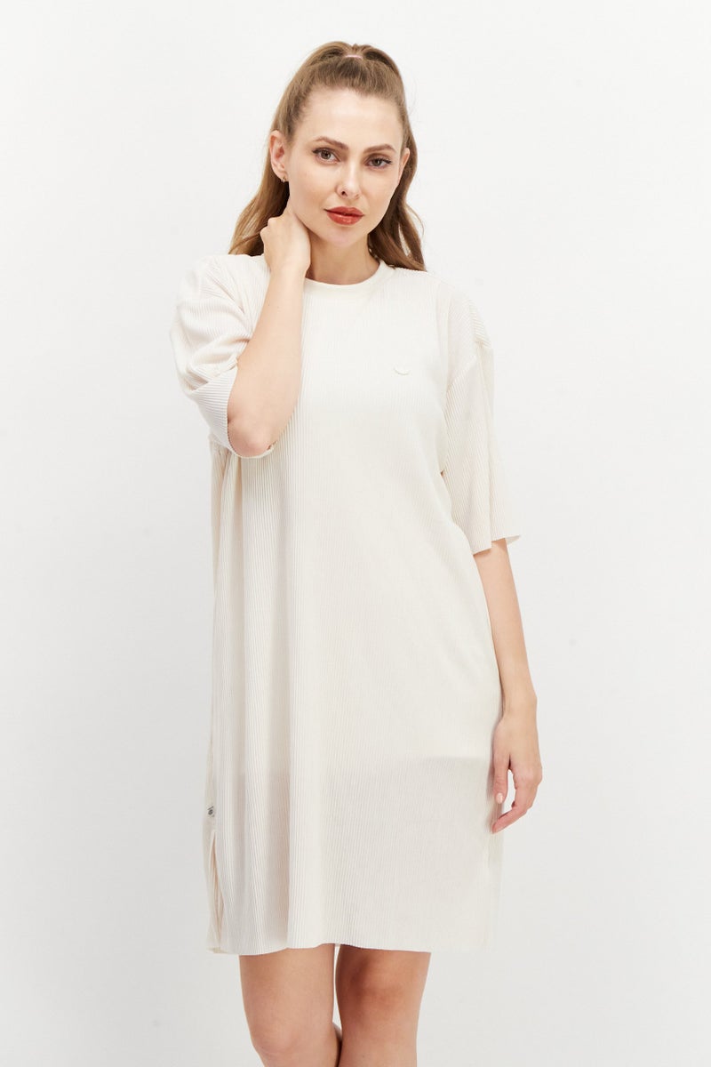 adidas Originals Women Sportswear Fit Outdoor Mini Dress, Beige - Image 1